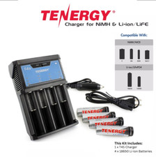 Tenergy T4s 4-Bay Universal Charger 4PCS Li-Ion Rechargeable Batteries