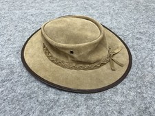 Barmah Hat Size Medium Foldaway Suede Brown Leather Made In Australia