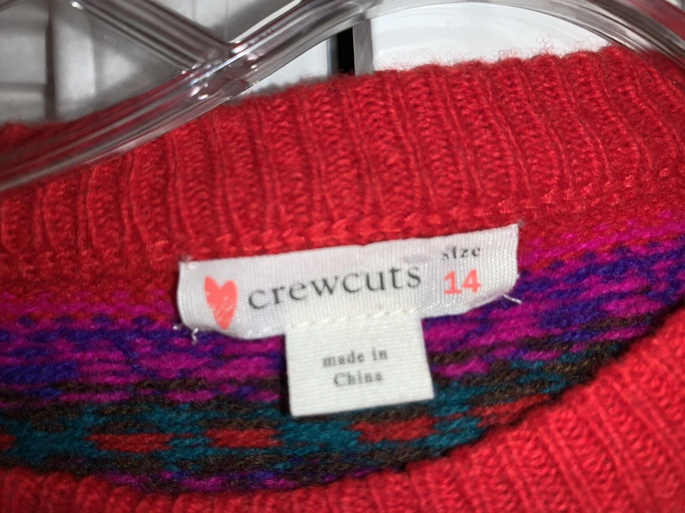 Suéter cálido de lana rojo 🔴 💯% Crew Cuts para niñas, talla 14 Foto 3 de 4