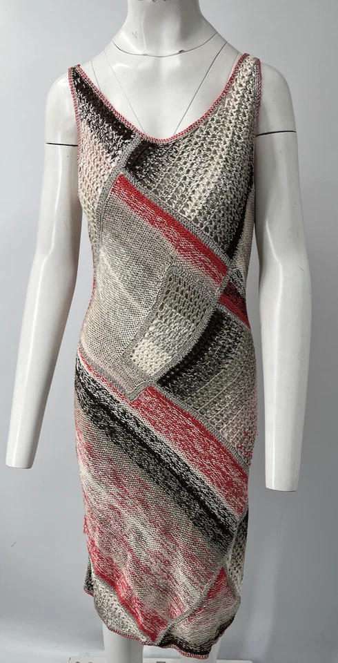 Oscar De La Renta R12 Metallic Coral Crochet Knit Sleeveless Bodycon Dress sz M - Image 2 of 4