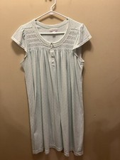 Miss Elaine Nightgown Housecoat Cotton Blend Medium Blue Lace Trim