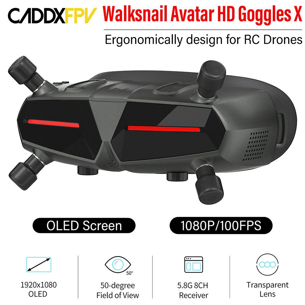 CADDX Walksnail Avatar HD Goggles X with GM3  1080P/100FPS Digital FPV Goggles, Head Tracking Gimbal, HDMI/AV, Immersive FPV Flight for Pilots