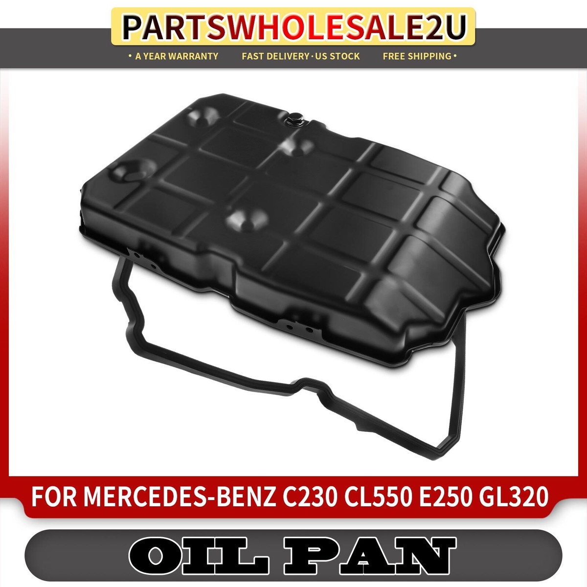 A-Premium Transmission Oil Pan With Drain Plug For Mercedes-Benz C-Class, E-Class, S-Class, GLC, GLS & More (2015-2018)