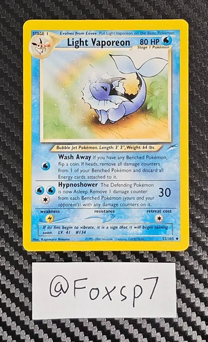 LP Light Vaporeon Neo Destiny #52/105 Non Holo Uncommon Vintage Pokemon Card