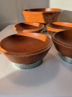 Vintage Hellerware Salad Bowl Set Danish Modern Style Wood Chrome MCM Boho — photo 3