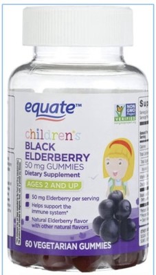 Equate Children's Black Elderberry Dietary Supplement,Ages 2 and Up, 60 Count