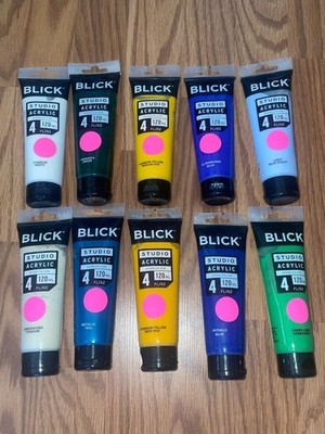 Lot of 10 BLICK Studio Acrylic Paint 4 oz each Different Colors Brand NEW