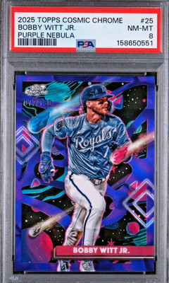 Bobby Witt Jr 2025 Topps Cosmic Chrome Purple Nebula #25 PSA 8 Royals