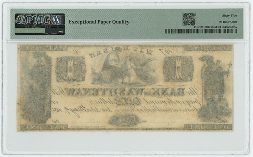 MICHIGAN Obsoleto Ann Arbor $1 Banco de Washington 1830 PMG 65 epq 949307-44 - Imagen 2 de 3