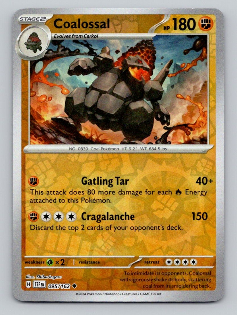 Coalossal 095/162 Uncommon Temporal Forces Pokemon Reverse Holo Near Mint