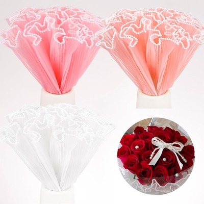 26.2 Yard Flower Wrapping Paper 6 Pack Pearl Wrinkled Wavy Net Yarn Flower Wrapp
