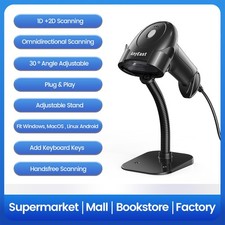Handheld Barcode Scanner with Stand USB Wired Inventory 2D 1D QR Code Scanners