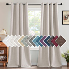 Linen Blackout Curtain 84 Inches Long for Bedroom/Living Room Thermal Insulated
