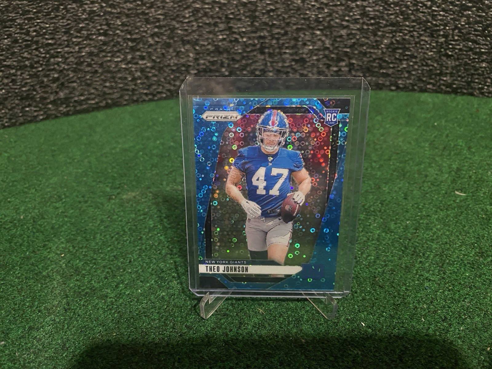 2024 Panini Prizm Theo Johnson Rookie #390 Blue Disco Prizm (RC) 82/99 NY Giants