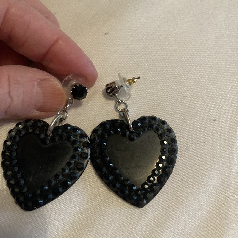 Tarina Tarantino Large Black Heart Earrings