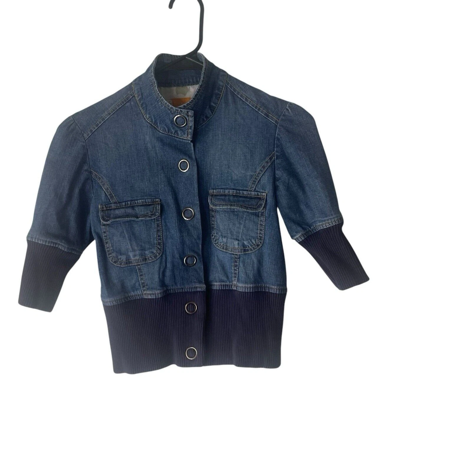 Tulle Y2k Women's Size Small Denim Ring Snap Button Crop Jean Jacket
