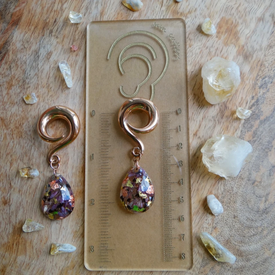 Pendientes Medidores de Flores Erica Brezo Pesos de Oreja 0g Joyería Túneles Calibre 00 Foto 4 de 4