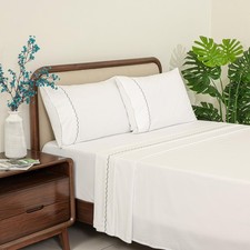 Dreamology Cotton Sheets Set Full,100 Cotton Sheets,Embroidered Bedsheets,Su...