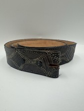 Vintage Justin Genuine Lizard Skin Belt 254S Made USA Brown Western Size 34 Rare