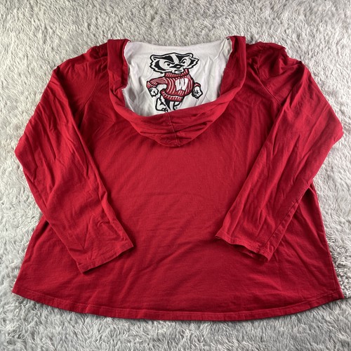 Wisconsin Badgers Shirt Womens XXL Red Hoodie Bucky UW Madison Long Sleeve - Picture 6 of 9