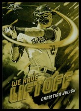 Christian Yelich 2021 Topps Fire #WHL-10 Brewers We Have Liftoff Gold Minted
