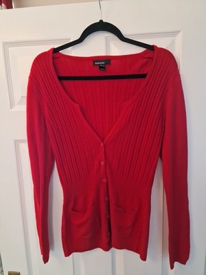 Ladies Red Cardigan By Mango Basics Euro L,Good.