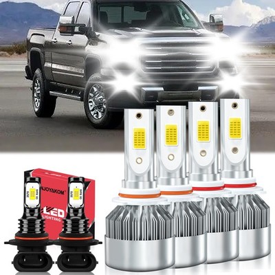For GMC Sierra 3500 2003-2006 LED Headlight Bulbs Hi/Low + Fog Light Kit 6000K
