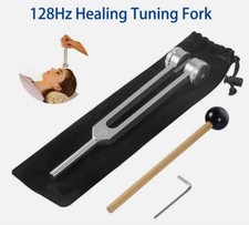 128Hz Healing Tuning Fork With Silicone Hammer Sound Therapy Instrument - 