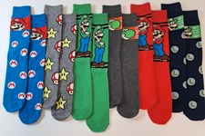 Mario Yoshi Socks Men's Casual Crew Socks 6 Pairs Mens Size 8-12 Bioworld NEW