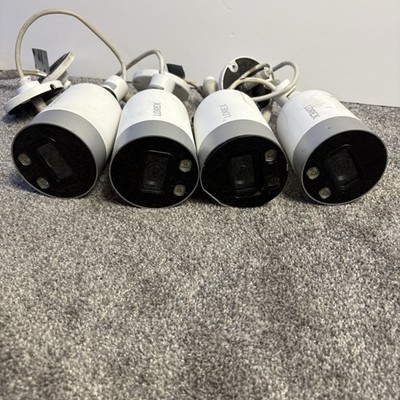 4 Lorex E891AB-Z 4K PoE Security Cameras + 4 CAT5e Extension Cables AS-IS