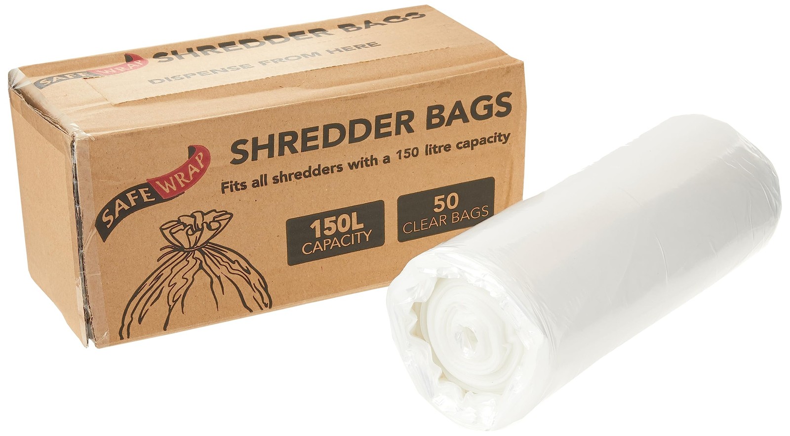Safewrap Shredder Bags, 150L Capacity   Pack of 50   Durable, High-Density Polyt