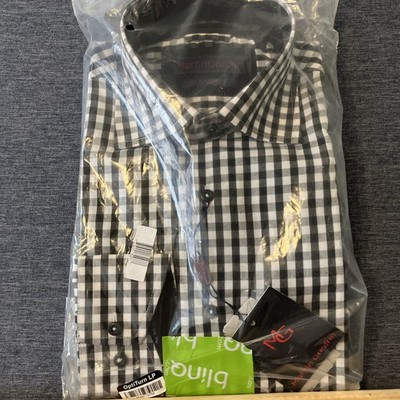 Martin Gordon Contemporary Fit Dress Shirt Size M 15 / 15.5 Sealed New Checkered