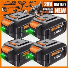 1 4 PACK 8.0Ah High Capacity Lithium Battery for WORX 20V Battery 3.0Ah WA3578