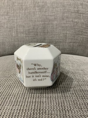 Vintage Wedgwood von Etrurien Beatrix Potter Peter Rabbit Bank Sechseckform 