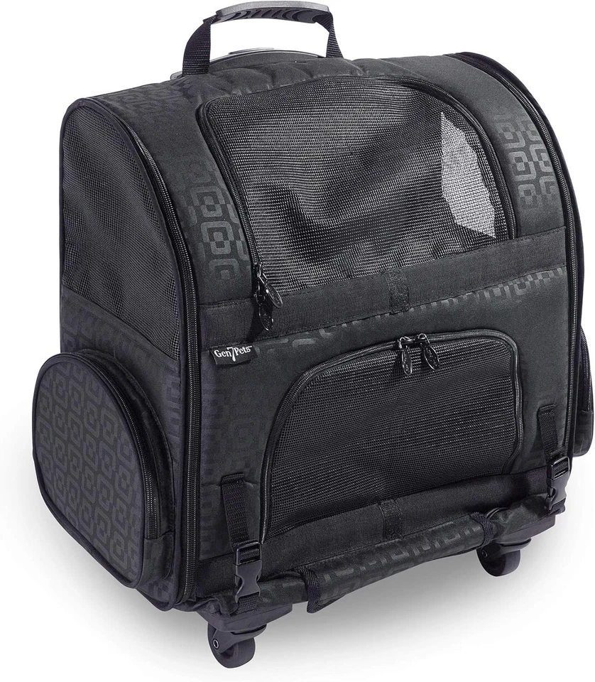 Gen7Pets Smart Dog Carrier Roller Pet Bag - Medium - Black Geometric - NEW - Image 4 of 4