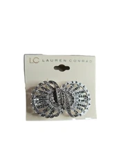 LC Lauren Conrad Silver Plated Gray Rhinestone Hair Barrette NWT 2" W by 1" H