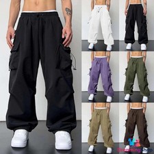 Men's Vintage Y2K Hip Hop Baggy Wide Leg Jogger Pants Casual Sweatpants
