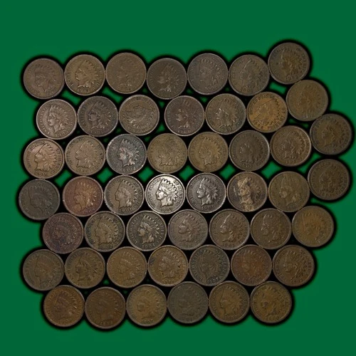 1890s-1909 Lot of 50 Very Fine VF Indian Head Cent Coins #38211