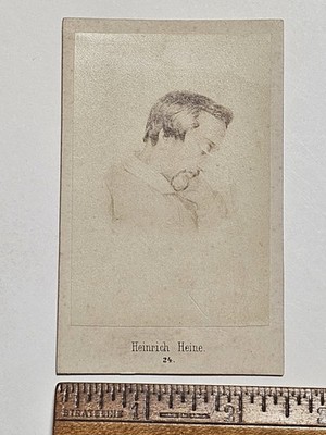 Antique CDV Line Drawing Engraving Famous People Heinrich Heine #24 Poet