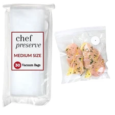 Reusable Vacuum Sealer Bags for Food – 30 BPA-Free Medium (10 x 11 in) Food S...