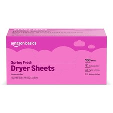 Amazon Basics Dryer Sheets, Spring 1 Count (Pack of 160), white, off white
