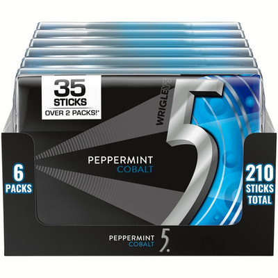 5 GUM Peppermint Cobalt Sugar Free Chewing Gum Refreshing Cooling Minty Flavor F