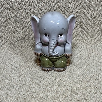 ENESCO Vintage Keramik Elefant Spardose - 1981 | Süßes Elefant Sparschwein 6''