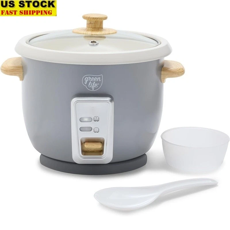 Healthy Ceramic Nonstick Rice Cooker 6 Cups Compact Easy Clean Auto Keep Warm US