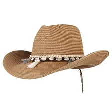 Cowboy Cowgirl for Women Mens Floppy Sun Hat Fedora Straw Wide Brim Cowboy