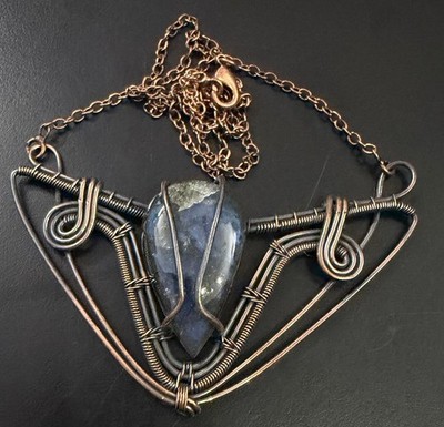 Fiery Labradorite Gemstone Jewelry Copper Friend Gift Chain Necklace Gift