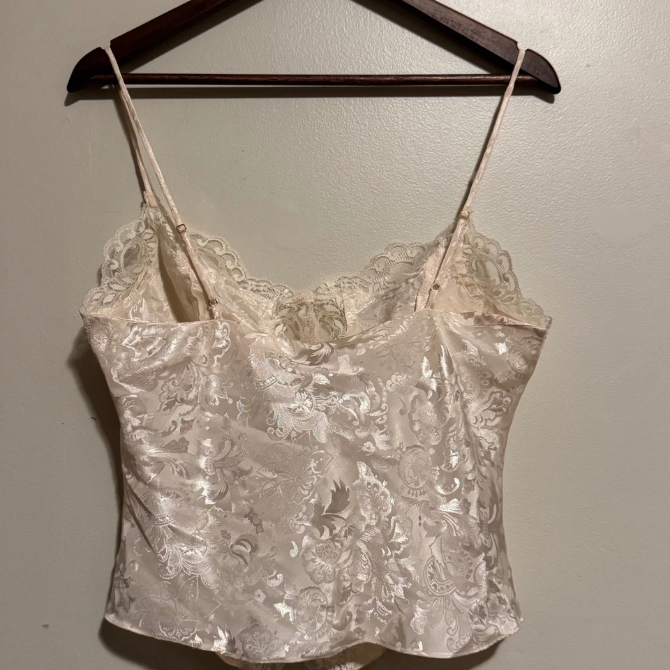 VTG 90s Victoria's Secret Satin Lace Floral Cami Tank Top Camisole - Image 4 of 4