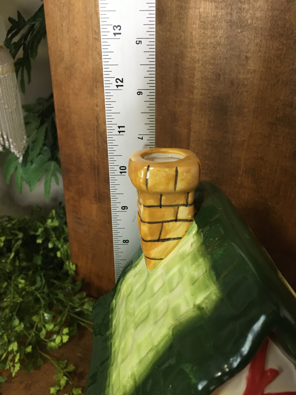 Imperfect Ceramic Cottage Tea Light Candle Holder Welcome Ornate 10.5" Tall Vtg.