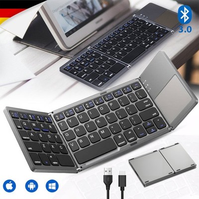 Mini Faltbare Bluetooth Tastatur 140mAh mit Touchpad Keyboard faltbar Super Slim