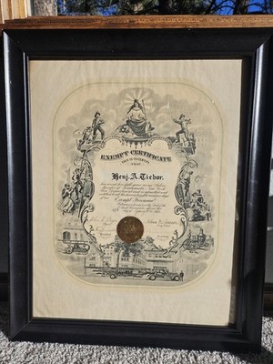 1931 Tonawanda NY Exempt Fireman Certificate   Antique Firefighter Document  ...